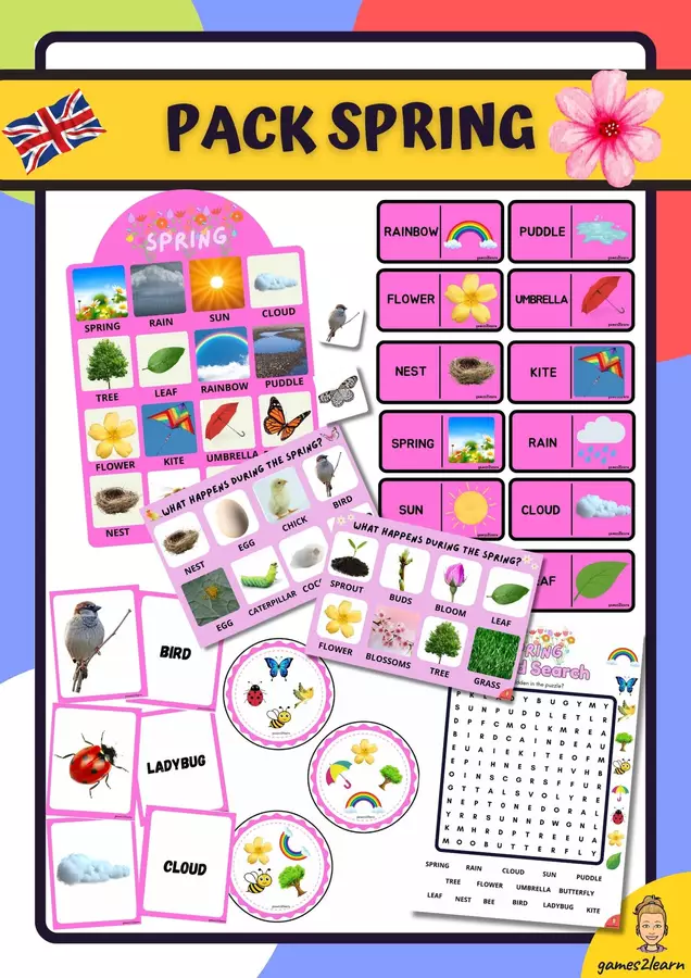 PACK SPRING: Activities and games to learn vocabulary Materiale di supporto/inclusione - PACK SPRING: Activities and games to learn vocabulary - games2learn - Pagina di copertina