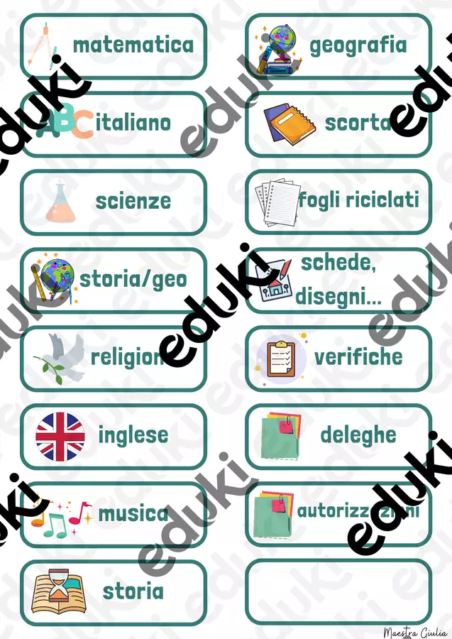 Etichette per la classe Altro tipo di materiale - Etichette per la classe - Maestra Giulia - Pagina di copertina