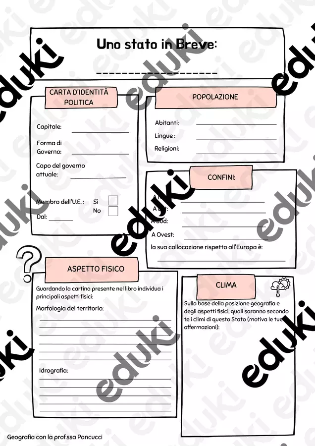 Uno stato in breve - Geografia in 2 Esercizi - Uno stato in breve - Geografia in 2 - Valeriamr Pancucci - Pagina di copertina