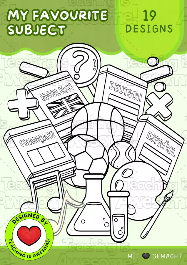 La mia materia preferita | 10 clipart scolastiche | B&N Clipart / Immagini originali - La mia materia preferita | 10 clipart scolastiche | B&N - Teaching is Awesome! - Pagina di copertina