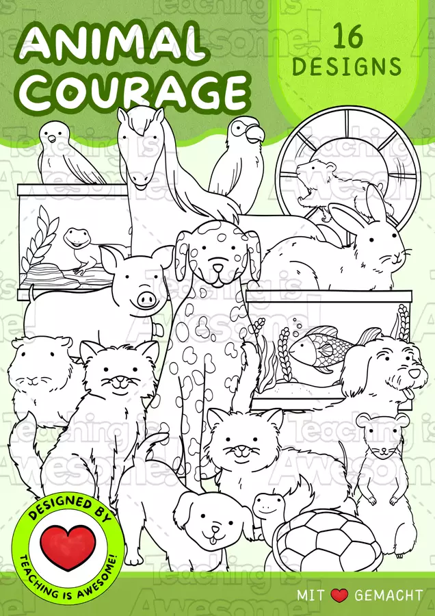 Coraggio animale | 16 clipart di animali domestici | Bianco e nero Clipart / Immagini originali - Coraggio animale | 16 clipart di animali domestici | Bianco e nero - Teaching is Awesome! - Pagina di copertina