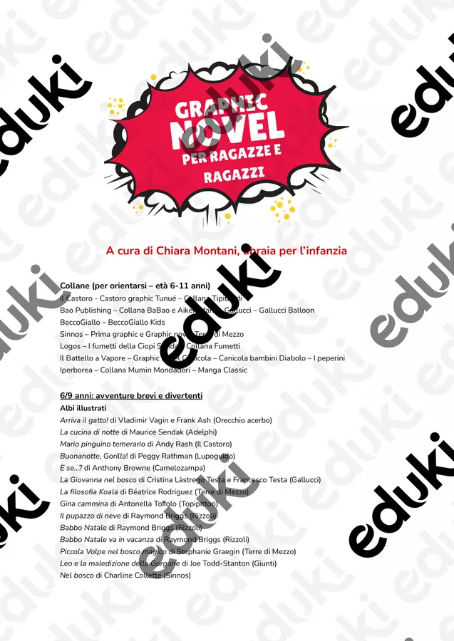 Graphic novel per ragazze e ragazzi Schede informative - Graphic novel per ragazze e ragazzi - Chiara Montani - Pagina di copertina