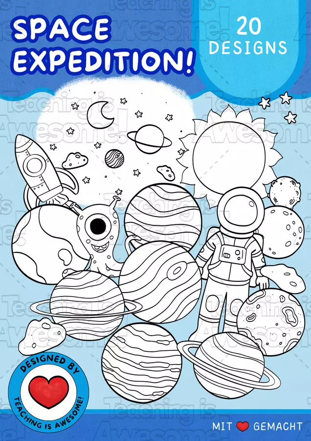Missione spaziale | 20 clipart spaziali | B&N Clipart / Immagini originali - Missione spaziale | 20 clipart spaziali | B&N - Teaching is Awesome! - Pagina di copertina