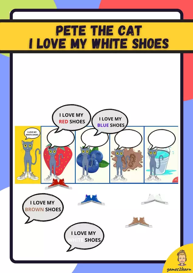 Pete the cat I love my white shoes Esercizi - Pete the cat I love my white shoes - games2learn - Pagina di copertina