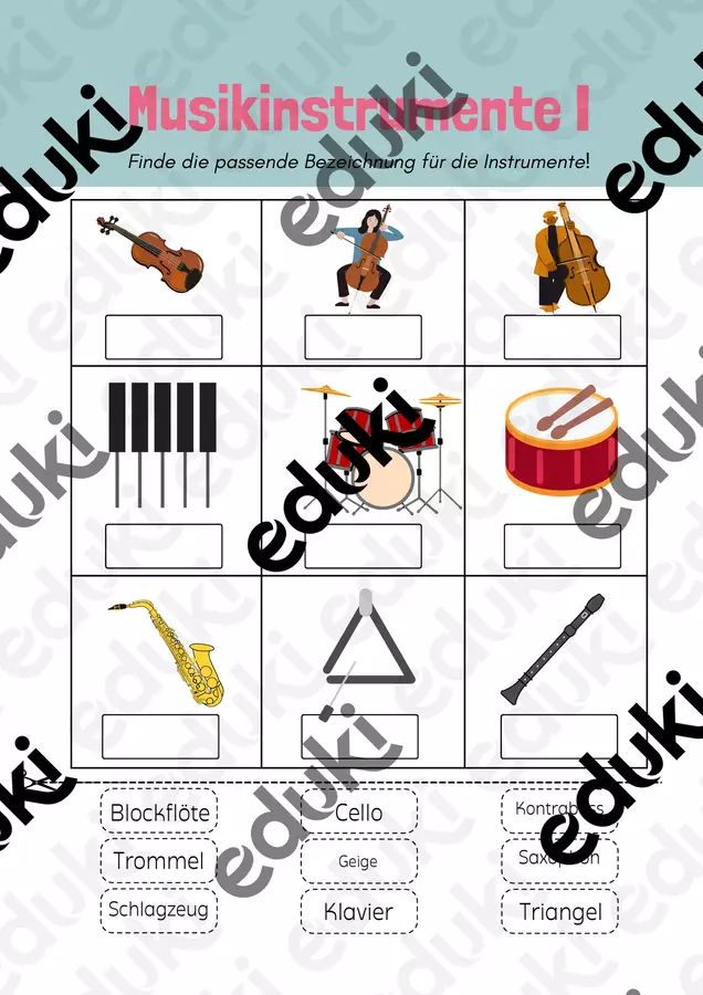 DaF Musikinstrumente, DaF Musikunterricht Arbeitsblätter - DaF Musikinstrumente, DaF Musikunterricht - MrsLoeffler - Deckblatt