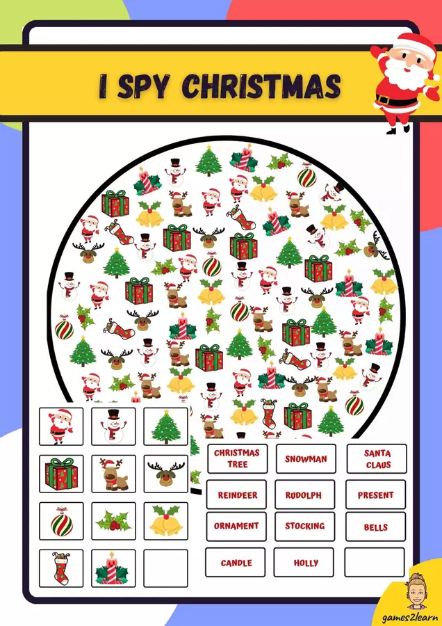 I spy Christmas - Cercare e trovare Materiale di supporto/inclusione - I spy Christmas - Cercare e trovare - games2learn - Pagina di copertina