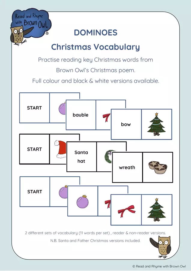 Brown Owl's Christmas - Dominoes Giochi - Brown Owl's Christmas - Dominoes - Read and Rhyme with Brown Owl - Pagina di copertina