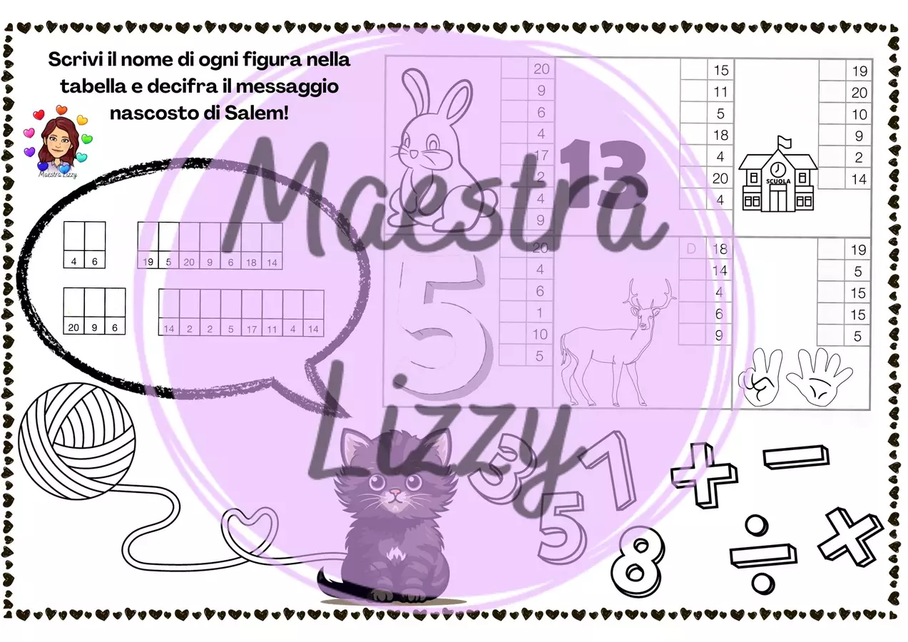 Messaggio nascosto orizzontale Esercizi - Messaggio nascosto orizzontale - Maestra Lizzy - Pagina di copertina