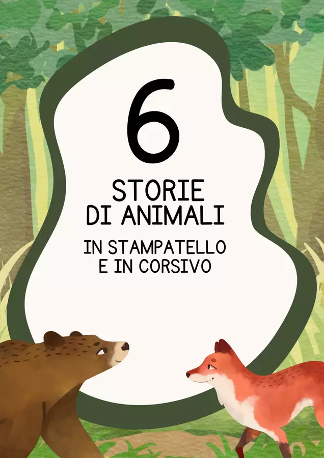 Brevi racconti di animali in maiuscolo e corsivo Altro tipo di materiale - Brevi racconti di animali in maiuscolo e corsivo - MilleLibriPerBambini - Pagina di copertina