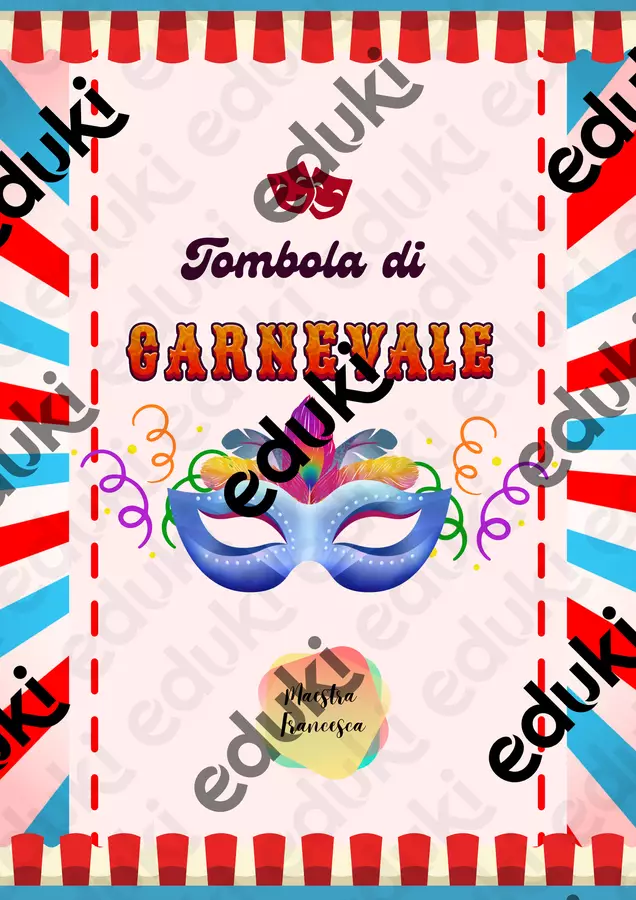 Tombola di carnevale (classe prima) Giochi - Tombola di carnevale (classe prima) - MaestraFrancescaB - Pagina di copertina