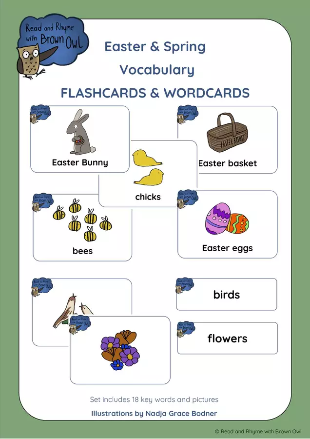 Brown Owl's Spring & Easter - FLASHCARDS & WORDCARDS Poster - Brown Owl's Spring & Easter - FLASHCARDS & WORDCARDS - Read and Rhyme with Brown Owl - Pagina di copertina