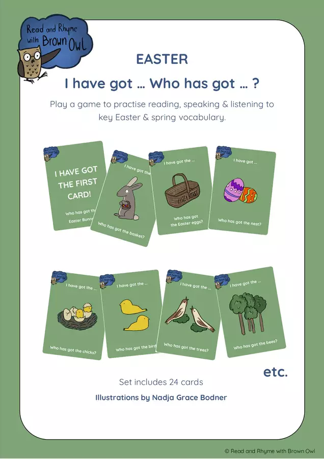 Brown Owl's Spring & Easter - I HAVE GOT ... WHO HAS GOT ...? Giochi - Brown Owl's Spring & Easter - I HAVE GOT ... WHO HAS GOT ...? - Read and Rhyme with Brown Owl - Pagina di copertina