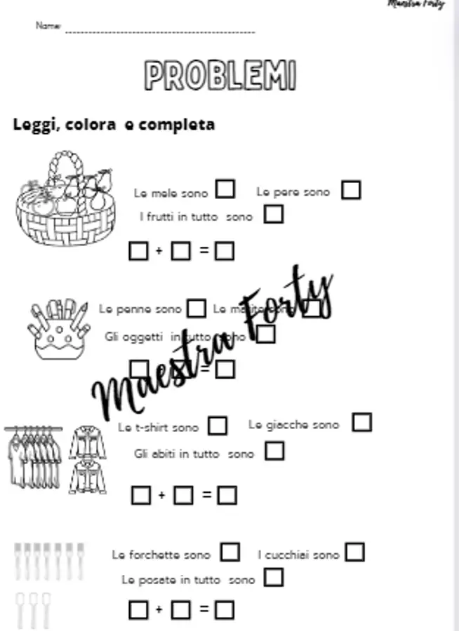 Semplici problemi Esercizi - Semplici problemi - Maestra Forty - Pagina di copertina