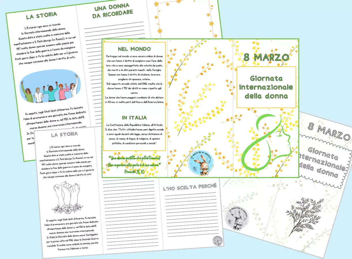 Pieghevole 8 marzo: Giornata internazionale della donna Materiale interattivo - Pieghevole 8 marzo: Giornata internazionale della donna - La maestra di Nuvola - Pagina di copertina