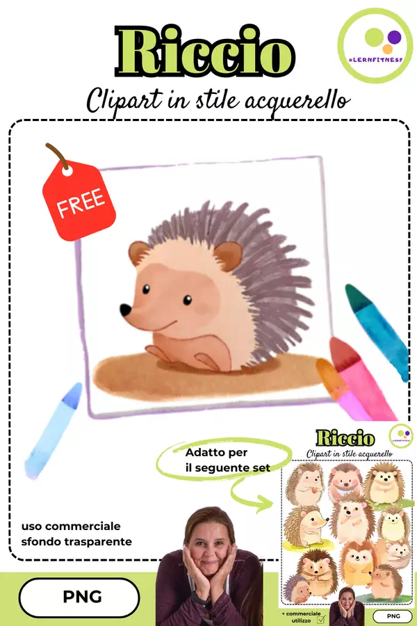 Riccio Clipart | Classe Riccio | Illustrazioni | Acquerello Flashcard - Riccio Clipart | Classe Riccio | Illustrazioni | Acquerello - Lernfitness - Pagina di copertina