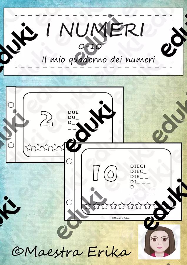 Il mio quaderno dei numeri 0-10 Materiale di supporto/inclusione - Il mio quaderno dei numeri 0-10 - Maestra Erika - Pagina di copertina