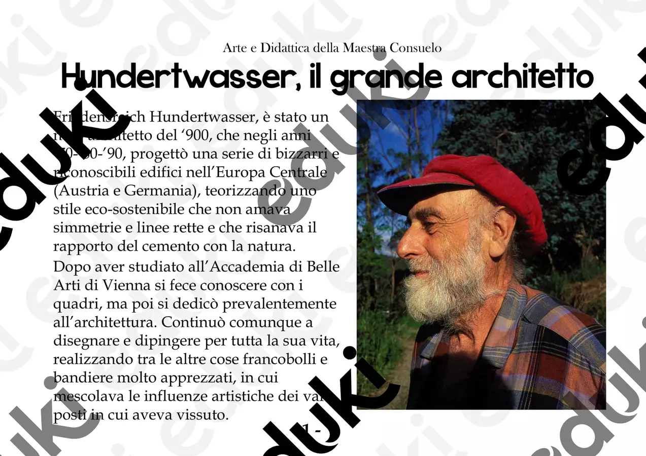 Hundertwasser il grande architetto Esercizi - Hundertwasser il grande architetto - Maestra Consuelo - Pagina di copertina