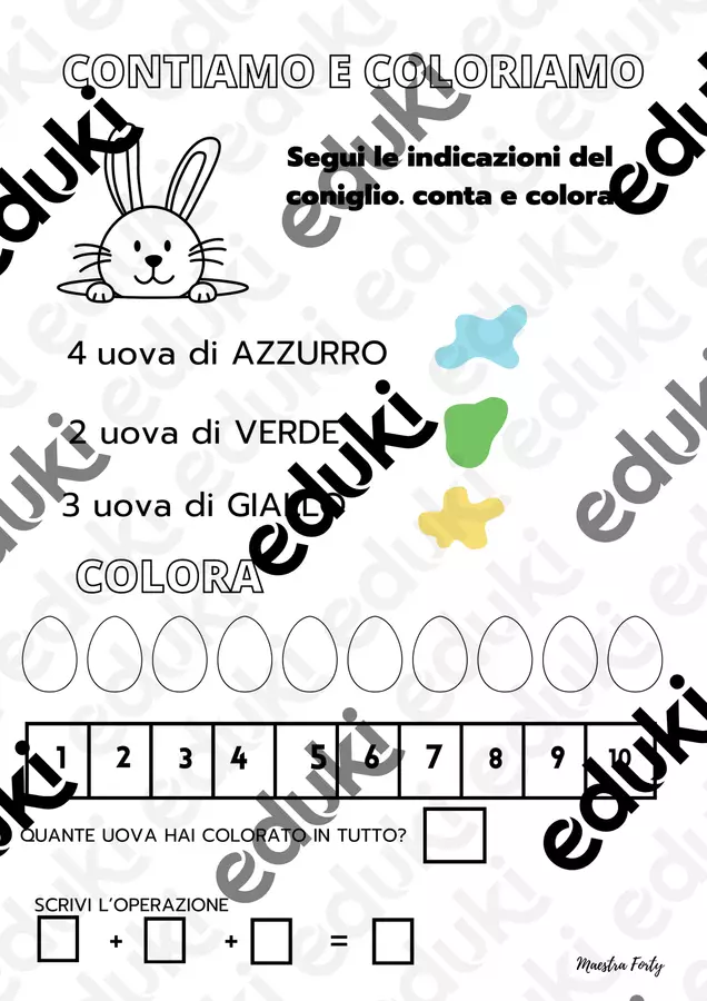 CONTIAMO E COLORIAMO Esercizi - CONTIAMO E COLORIAMO - Maestra Forty - Pagina di copertina
