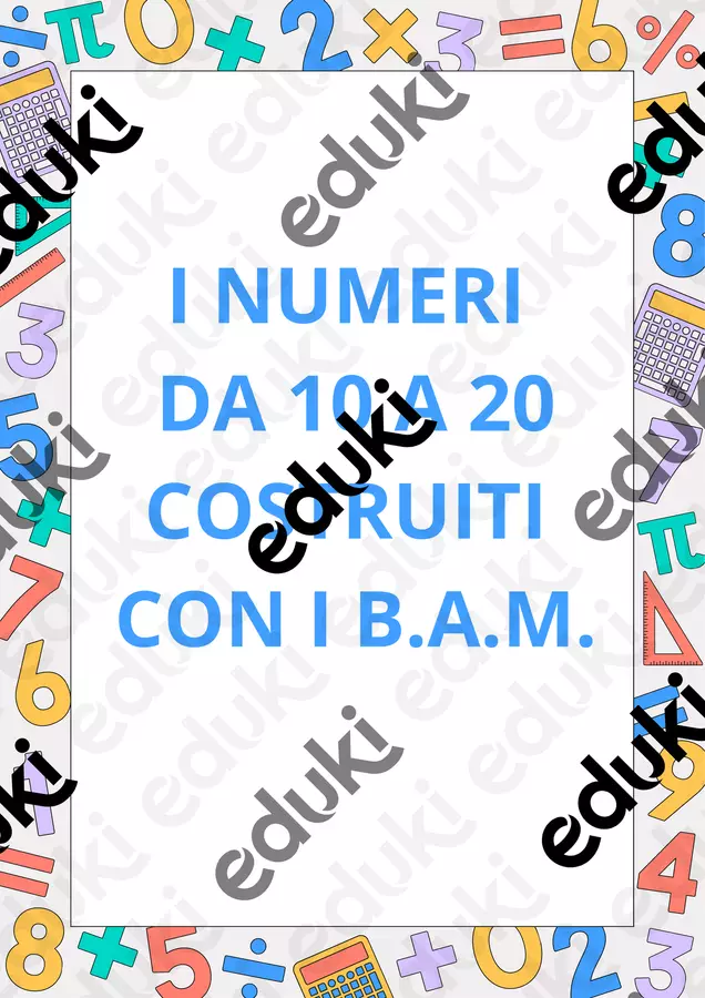 GIOCHIAMO E COSTRUIAMO I NUMERI CON I BAM Programmi scolastici / Materiali per docenti - GIOCHIAMO E COSTRUIAMO I NUMERI CON I BAM - @maestra_crico - Pagina di copertina