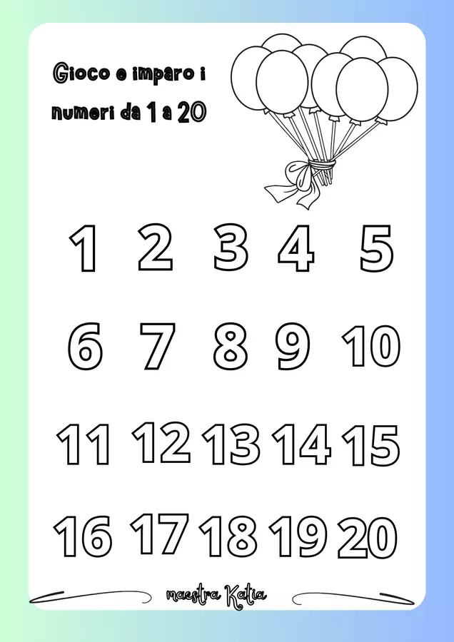 Numeri entro il 20 Esercizi - Numeri entro il 20 - maestra Katia - Pagina di copertina