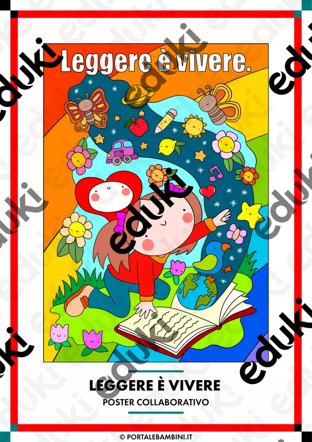 Leggere è vivere - Poster collaborativo Poster - Leggere è vivere - Poster collaborativo - Cuorfolletto Creative Shop - Pagina di copertina