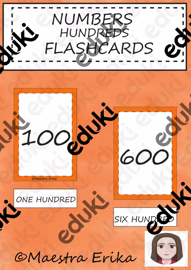 Flashcards in inglese dei numeri -le centinaia-HUNDREDS Flashcard - Flashcards in inglese dei numeri -le centinaia-HUNDREDS - Maestra Erika - Pagina di copertina