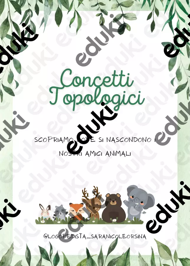 Alla scoperta dei concetti topologici Flashcard - Alla scoperta dei concetti topologici - Logopedista Sara Nicole Orsina - Pagina di copertina
