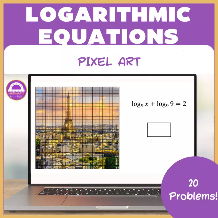 Equazioni logaritmiche Pixel Art 🇬🇧 Esercizi - Equazioni logaritmiche Pixel Art 🇬🇧 - Matemaths - Pagina di copertina