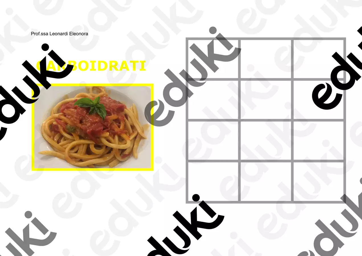 Attività di educazione alimentare - composti organici Flashcard - Attività di educazione alimentare - composti organici - Prof.Elenor@ - Pagina di copertina