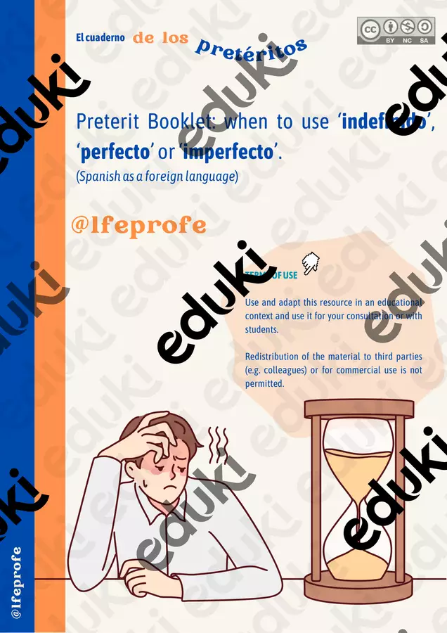 Los pretéritos - Il quaderno dei preteriti Materiale di supporto/inclusione - Los pretéritos - Il quaderno dei preteriti - Profe Lfe - Pagina di copertina