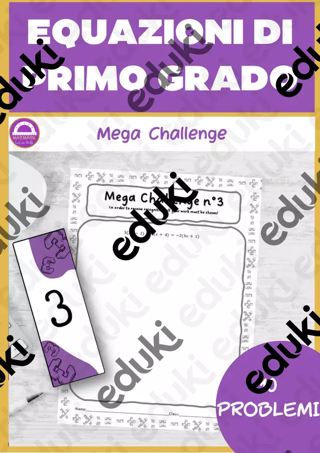 Equazioni di primo grado mega challenge Esercizi - Equazioni di primo grado mega challenge - Matemaths - Pagina di copertina
