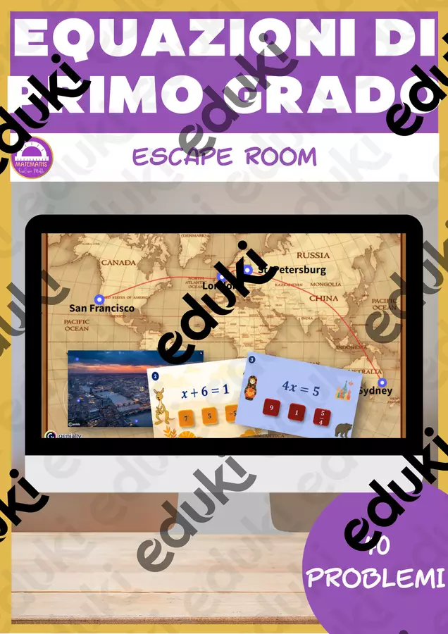 Equazioni di primo grado escape room 🇬🇧 Esercizi - Equazioni di primo grado escape room 🇬🇧 - Matemaths - Pagina di copertina
