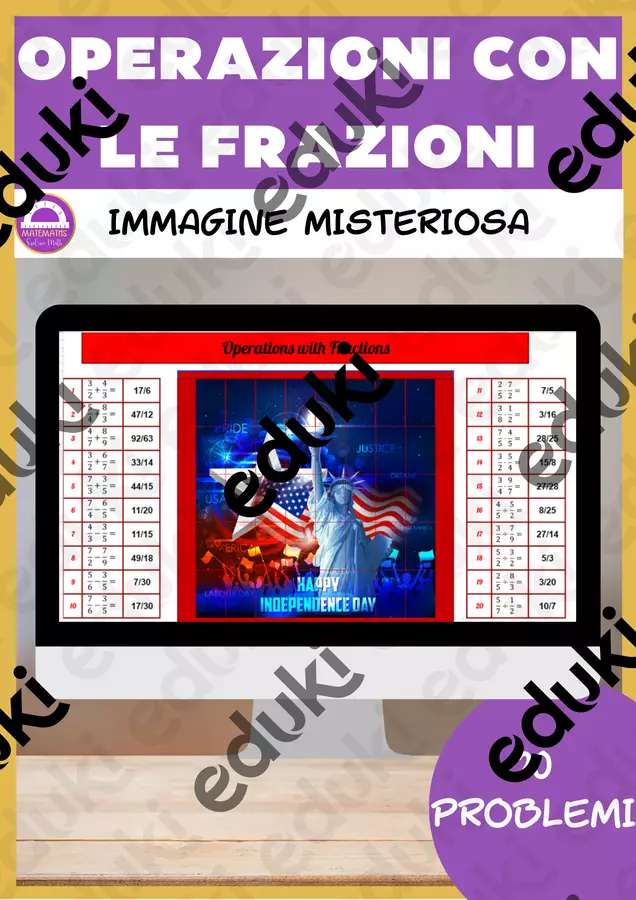 Operazioni con le frazioni Immagine misteriosa Esercizi - Operazioni con le frazioni Immagine misteriosa - Matemaths - Pagina di copertina