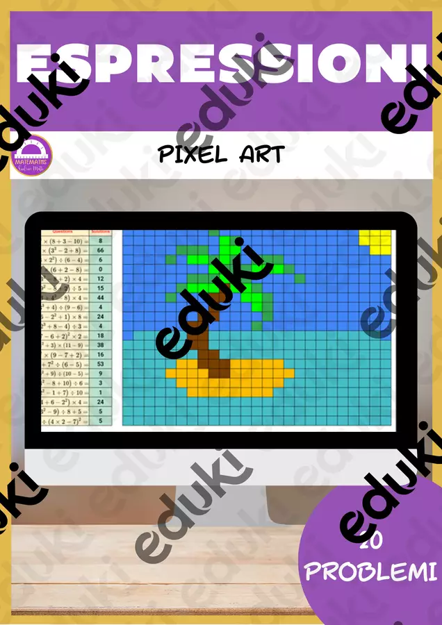 Espressioni con parentesi ed esponenti pixel art Esercizi - Espressioni con parentesi ed esponenti pixel art - Matemaths - Pagina di copertina