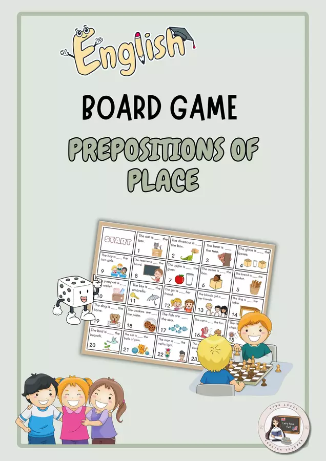 PREPOSITIONS OF PLACE - BOARD GAME | PREPOSIZIONI DI LUOGO - GIOCO DA TAVOLO Giochi - PREPOSITIONS OF PLACE - BOARD GAME | PREPOSIZIONI DI LUOGO - GIOCO DA TAVOLO - Your Local English Teacher - Pagina di copertina