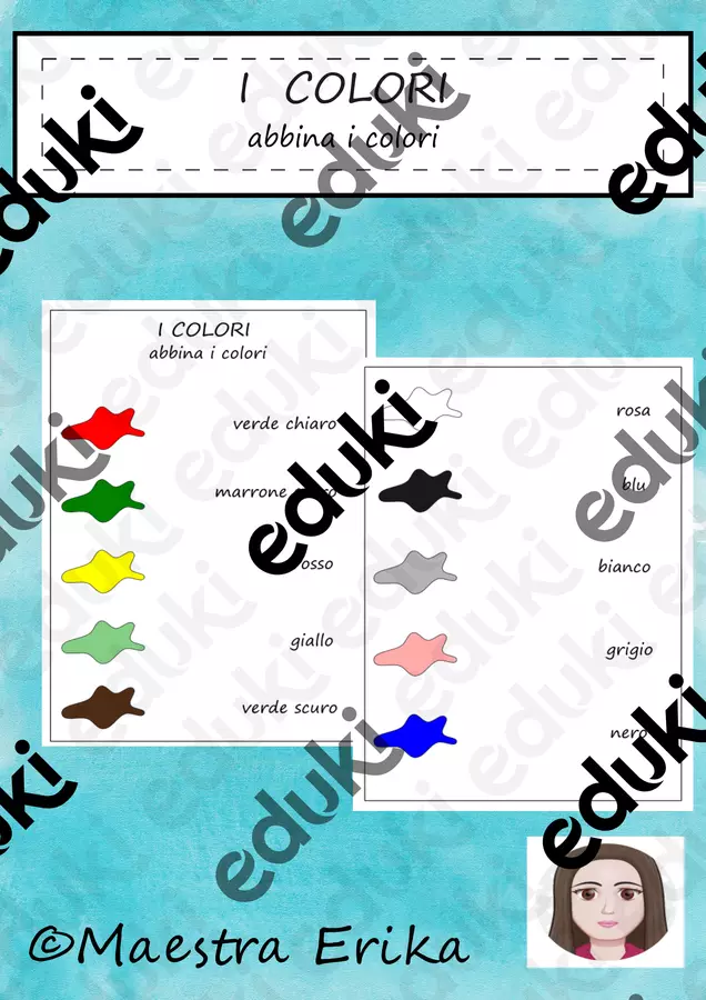 Abbina i colori-foglio di lavoro Esercizi - Abbina i colori-foglio di lavoro - Maestra Erika - Pagina di copertina