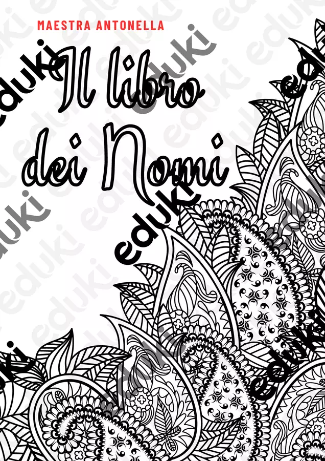 Il libro dei nomi femminili Materiale per pittura e bricolage - Il libro dei nomi femminili - Maestra Antonella - Pagina di copertina