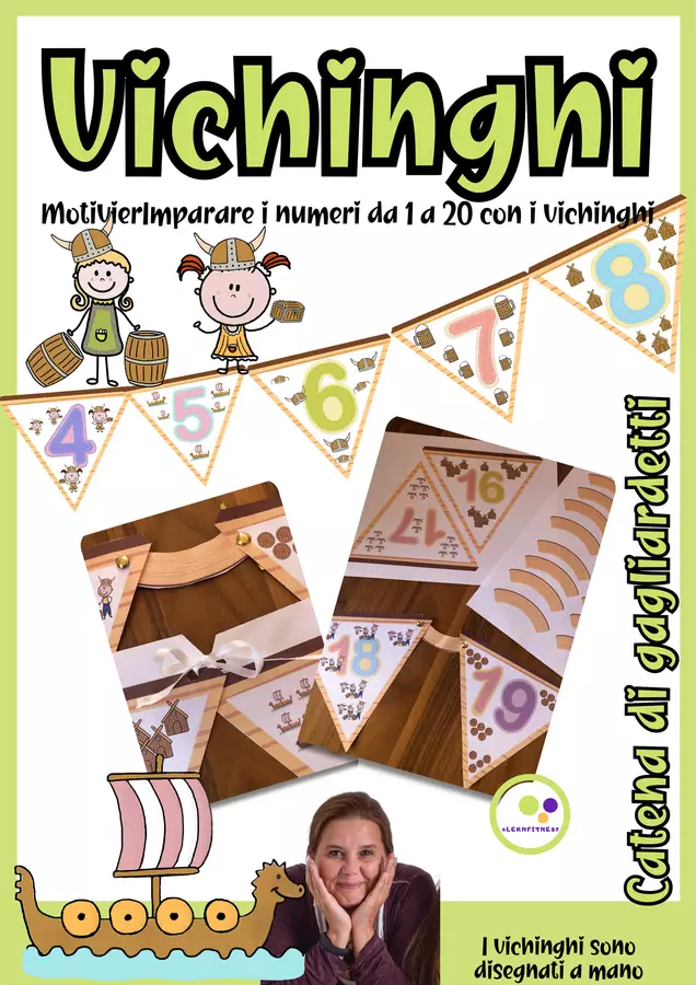 Imparare i numeri da 1 a 20 con i vichinghi | Decorazione Flashcard - Imparare i numeri da 1 a 20 con i vichinghi | Decorazione - Lernfitness - Pagina di copertina