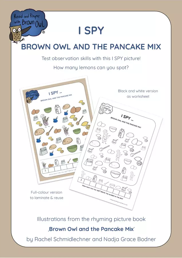 Brown Owl and the Pancake Mix - I SPY Esercizi - Brown Owl and the Pancake Mix - I SPY - Read and Rhyme with Brown Owl - Pagina di copertina