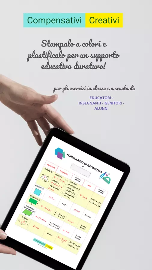 Formulario di Geometria Piana - Strumento compensativo Materiale di supporto/inclusione - Formulario di Geometria Piana - Strumento compensativo - CompensativiCreativi - Pagina di copertina