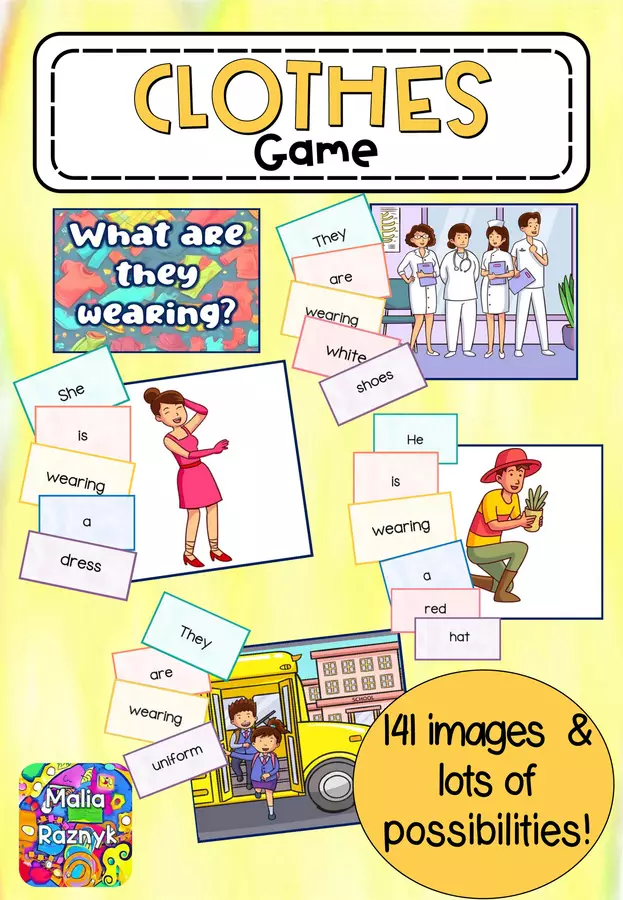 Gioco Abbigliamento Present Continuous - Clothes Game Materiale interattivo - Gioco Abbigliamento Present Continuous - Clothes Game - Malia Raznyk - Pagina di copertina