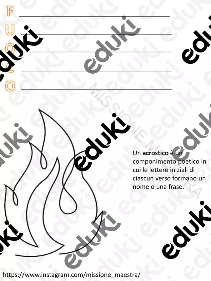ACROSTICO FUOCO Materiale di supporto/inclusione - ACROSTICO FUOCO - missione_maestra - Pagina di copertina