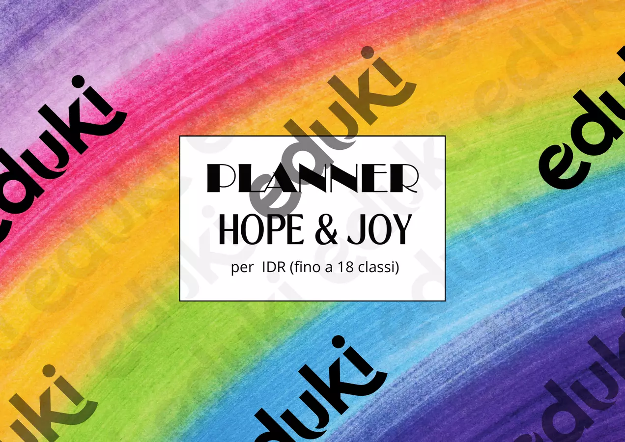 PLANNER HOPE & JOY - IDR A4 orizzontale (fino a 18 classi) Programmi scolastici / Materiali per docenti - PLANNER HOPE & JOY - IDR A4 orizzontale (fino a 18 classi) - maestra Francesca IDR - Pagina di copertina