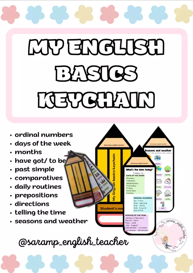 IL MIO PORTACHIAVI DELLE BASI D'INGLESE (EDIZIONE 1) Materiale di supporto/inclusione - IL MIO PORTACHIAVI DELLE BASI D'INGLESE (EDIZIONE 1) - saramp_english_teacher - Pagina di copertina