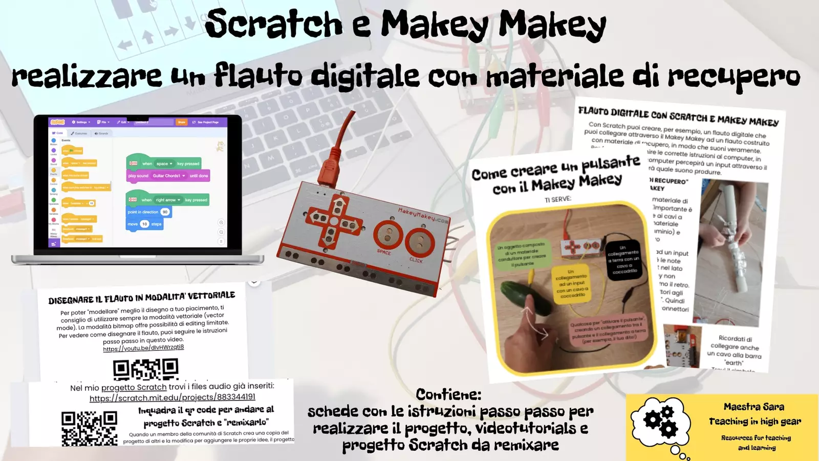 Scratch e Makey Makey: crea uno strumento musicale digitale Esperimenti - Scratch e Makey Makey: crea uno strumento musicale digitale - Maestra Sara - Teaching in high gear - Pagina di copertina