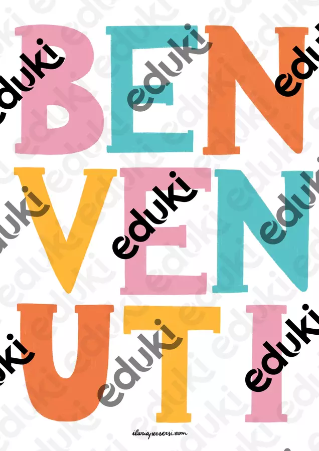 BENVENUTI poster accoglienza v. a colori e v. bianco e nero Materiale di supporto/inclusione - BENVENUTI poster accoglienza v. a colori e v. bianco e nero - Ilaria Perversi - Pagina di copertina