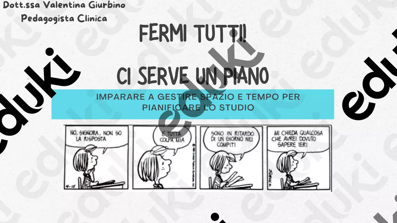 pianificazione studio Presentazioni / Lavagne - pianificazione studio - Pedagogista Ludica - Pagina di copertina