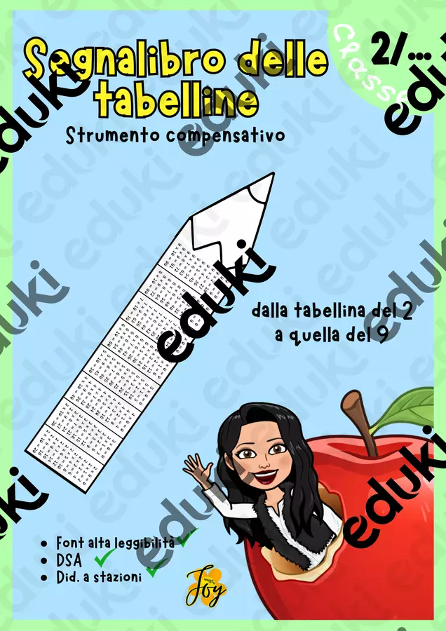 Segnalibro delle tabelline - strumento compensativo Materiale di supporto/inclusione - Segnalibro delle tabelline - strumento compensativo - MaestraJoy - Pagina di copertina