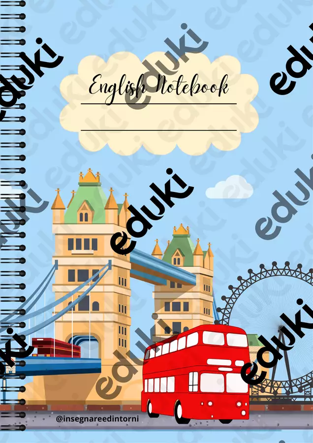 Copertina per il quaderno di inglese Materiale per pittura e bricolage - Copertina per il quaderno di inglese - Insegnare e dintorni - Pagina di copertina