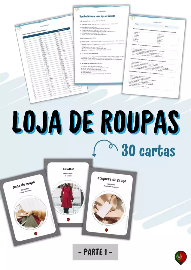 Vocabulário Loja de Roupas (parte 1) Esercizi - Vocabulário Loja de Roupas (parte 1) - Cuenta con Lluna - Pagina di copertina